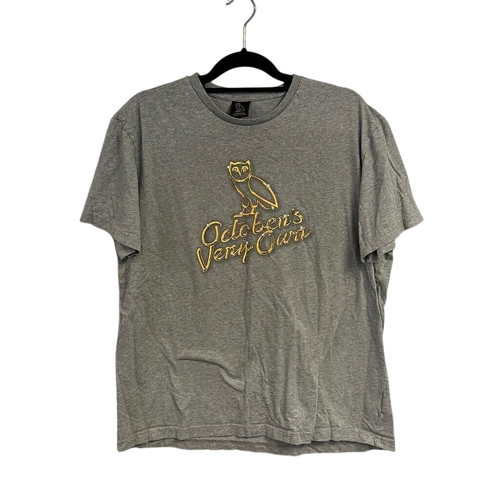 OVO October's Very Own Oranges Golden Owl‎ Print Men's Gray T-Shirt Size XL